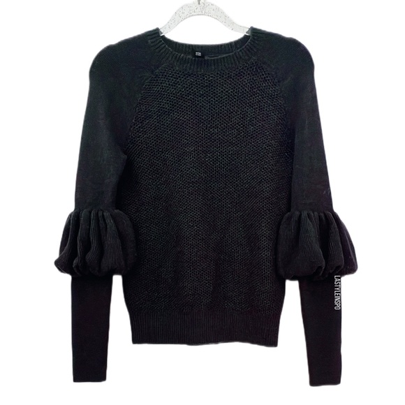 Club Monaco Wool Sweater Puffed Sleeves Ruffles Size XS - Picture 1 of 4
